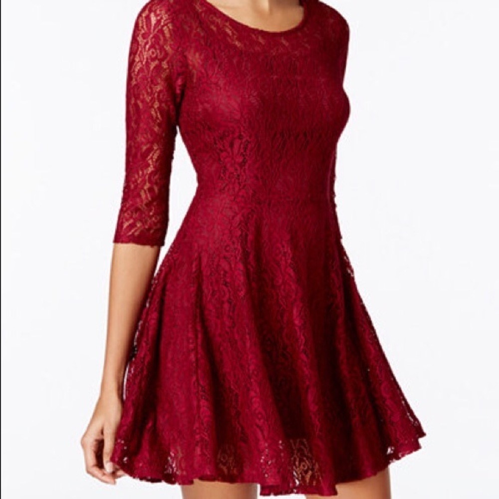 Maroon/red lace skirt dress